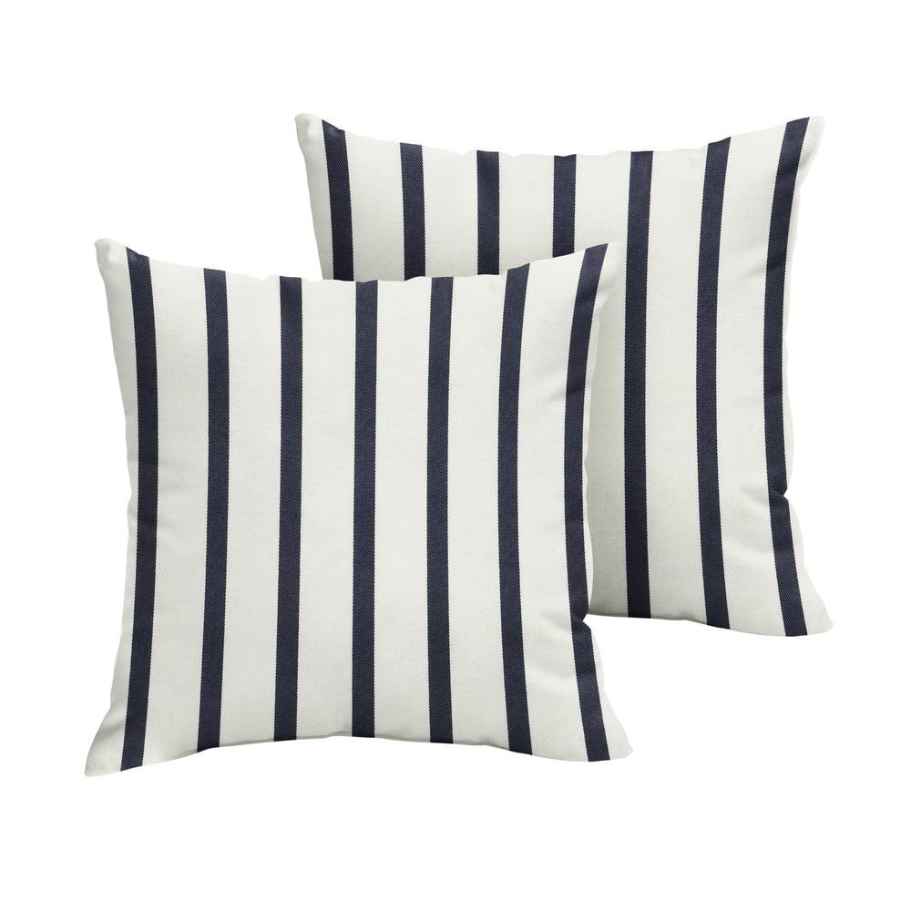 Sunbrella Lido Indigo Outdoor Knife Edge Throw Pillows (2-Pack)