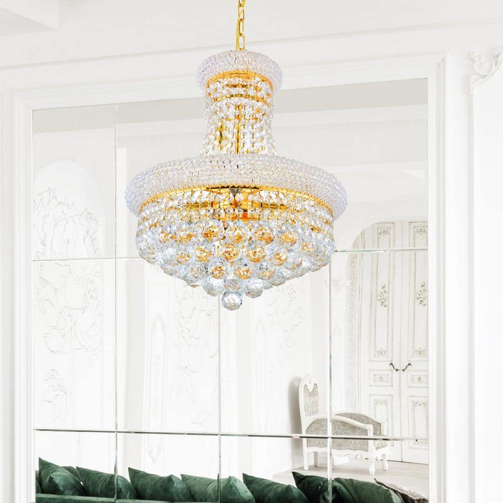 Empire Crystal Elegance 18" Gold Chandelier with Glittering Details