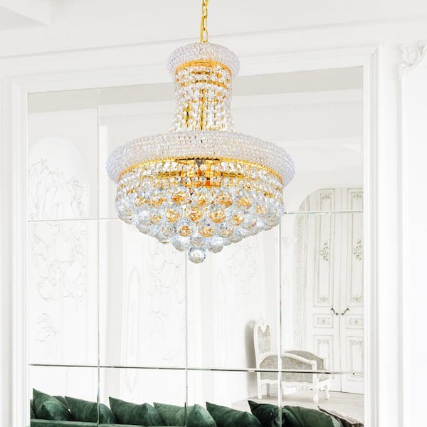 Empire 8 Light Down Chandelier With Gold Finish