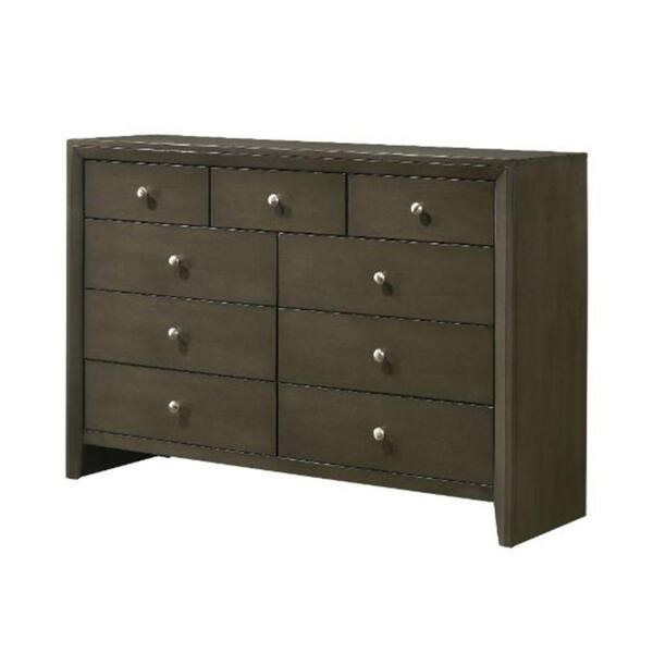 Benjara 16 in. Gray 9Drawer Wooden Dresser Without Mirror BM269076