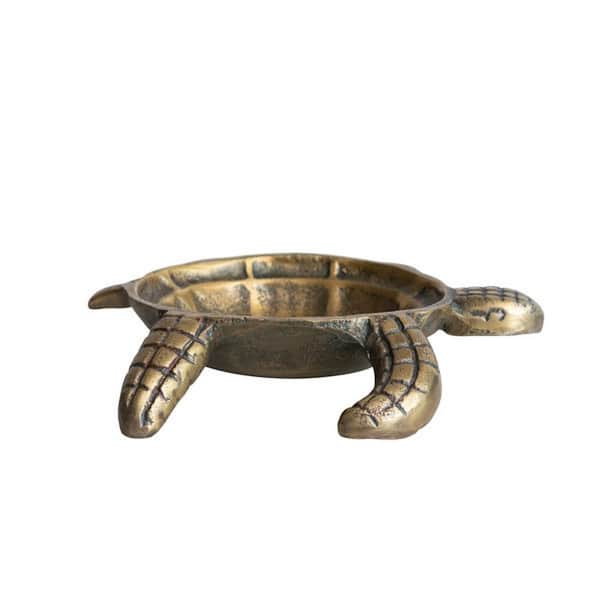 Storied Home 8.5 in. Antique Gold Aluminum Tortoise Platters