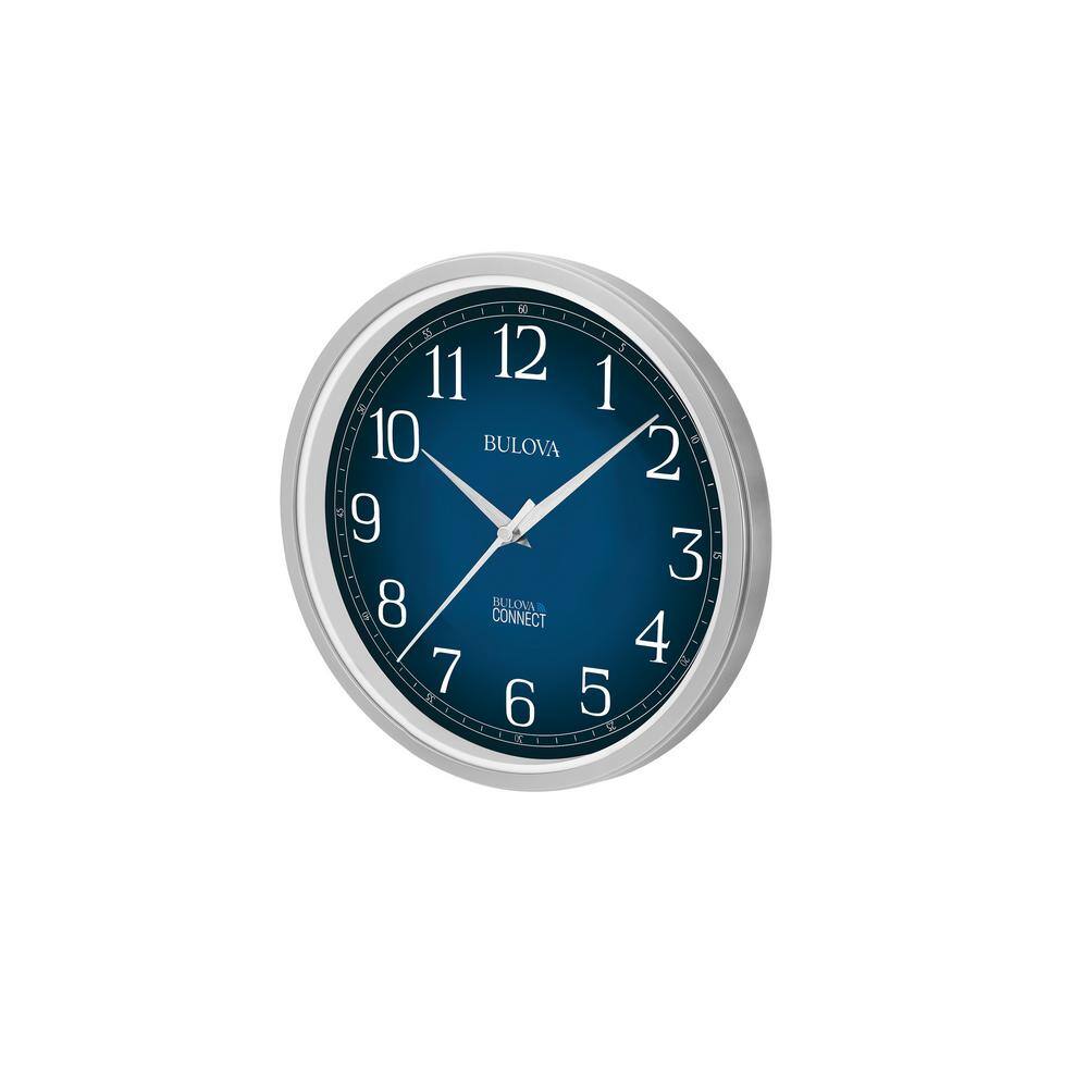 Bulova 12.5" Matte Silver and Blue Wall Clock