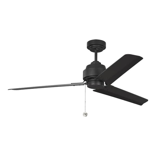 Generation Lighting Arcade 54 in. Modern Industrial Indoor Midnight Black Ceiling Fan with Black Blades and 3-Speed Pull Chain