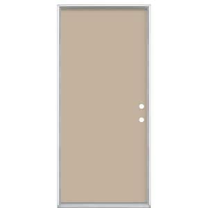 36 in. x 80 in. Flush Left Hand Inswing Canyon View Painted Steel Prehung Front Exterior Door No Brickmold