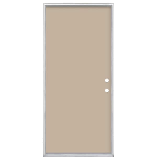 Masonite 36 in. x 80 in. Flush Left Hand Inswing Canyon View Painted Steel Prehung Front Exterior Door No Brickmold