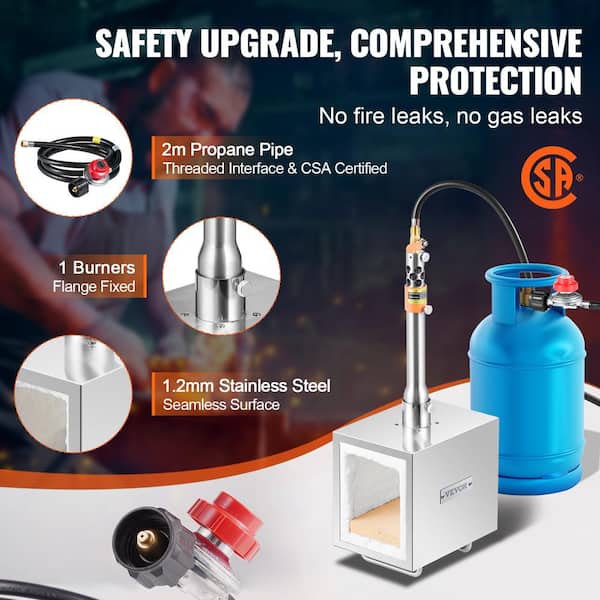 VEVOR Portable Propane Forge 1-Burner Farrier Forge 2,600°F Knife