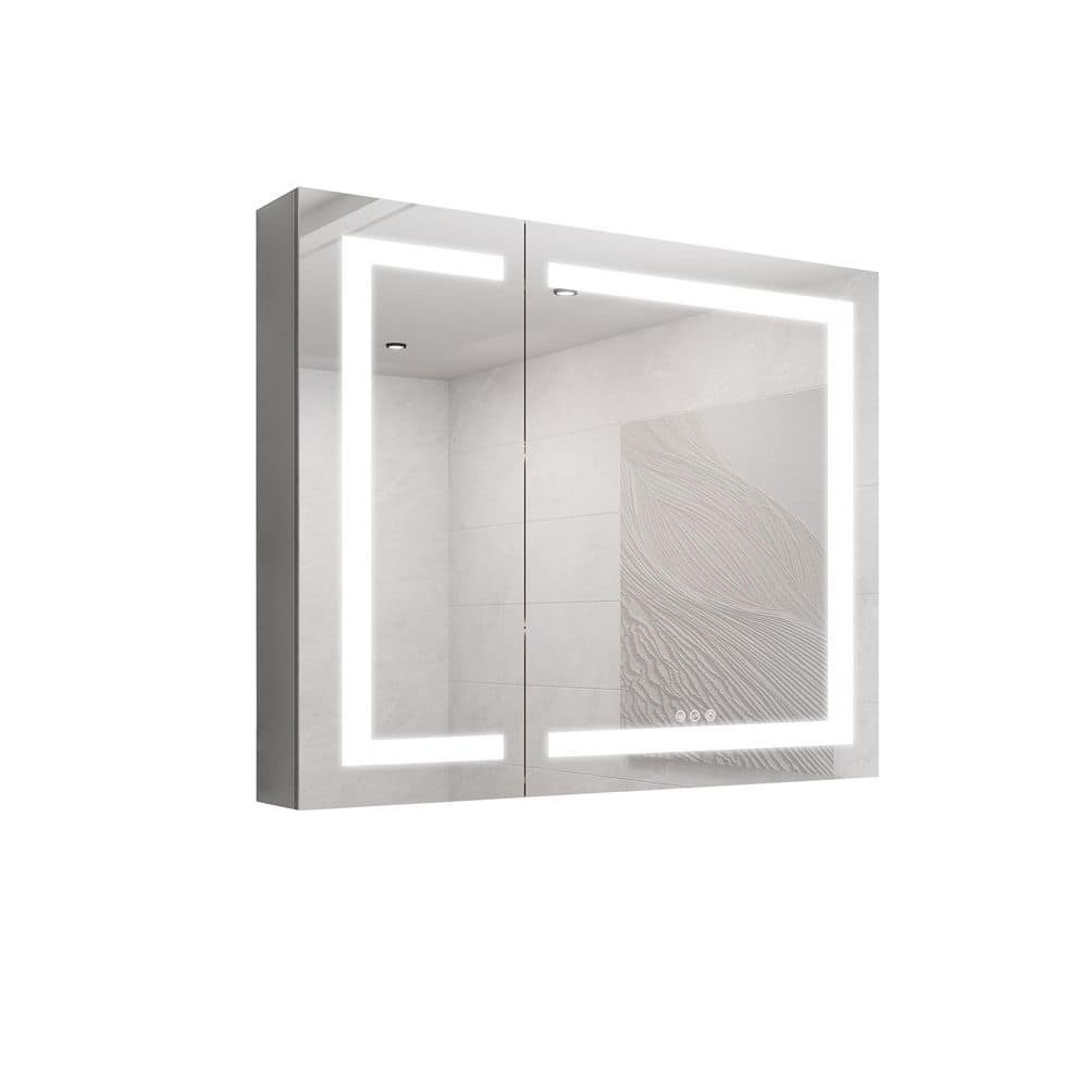 36 in. W x 30 in. H Rectangular LED Silver Surface Mount Medicine Cabinet with Mirror, Anti-Fog price history on PriceWatchPro
