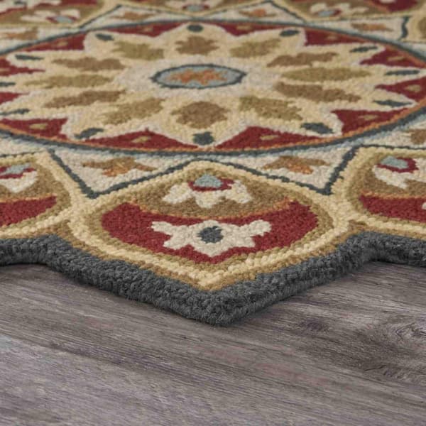 Bernadette Red 4 ft. Round Round Area Rug