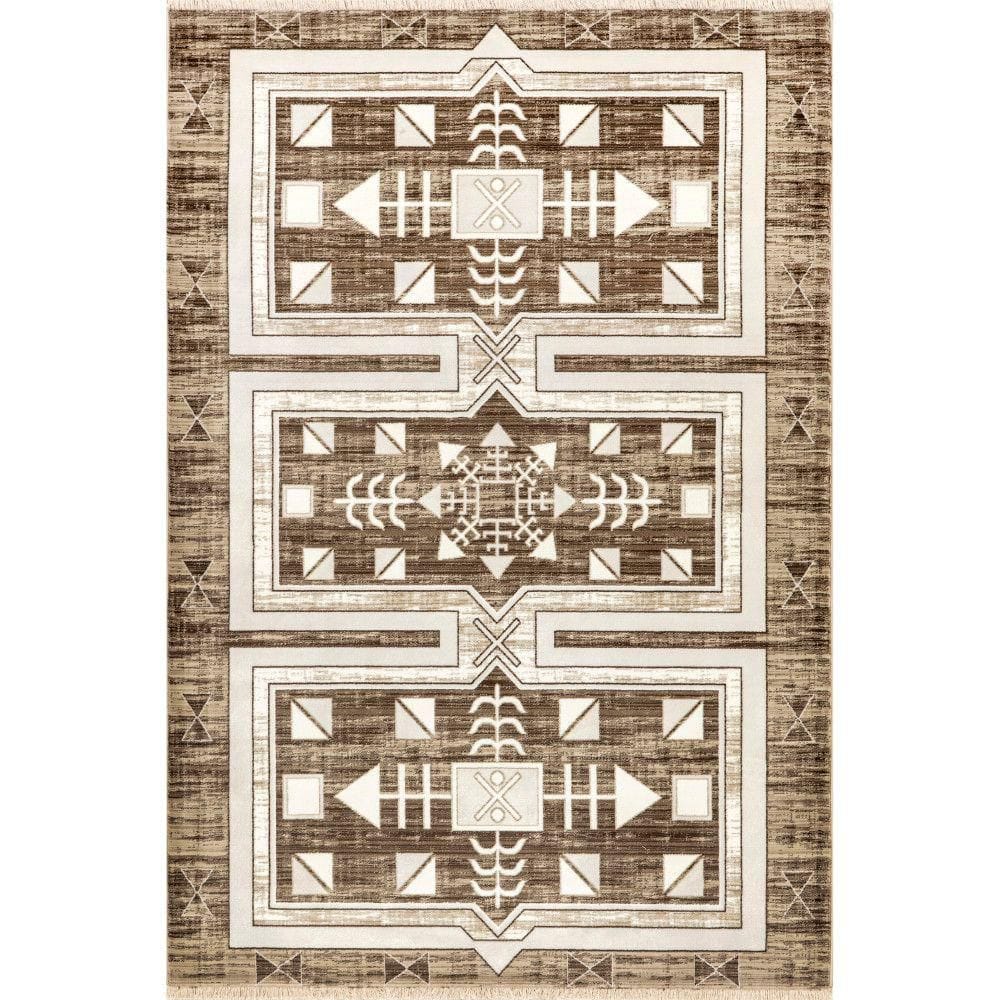 Agave Geometric Fringed Brown 5 ft. x 8 ft. Area Rug price history on PriceWatchPro