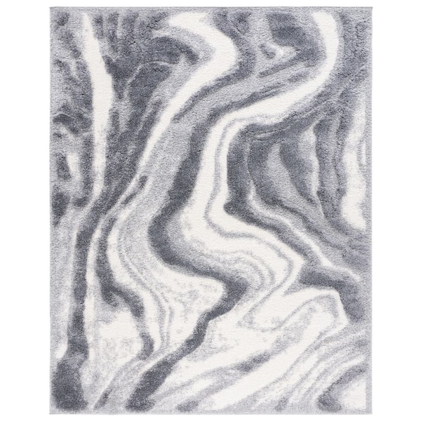 Hi-Lo Shag 8 ft. x 10 ft. Gray/Light Gray Wave High-Low Area Rug