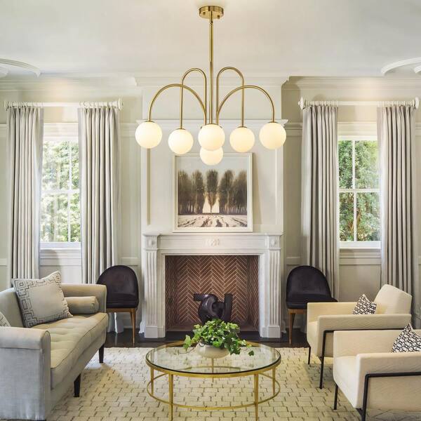 RRTYO Finchley 6-Light Gold Modern Linear Sputnik Chandelier with