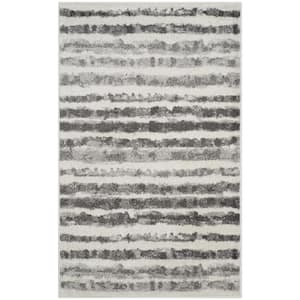 Adirondack Ivory/Charcoal 3 ft. x 4 ft. Striped Area Rug