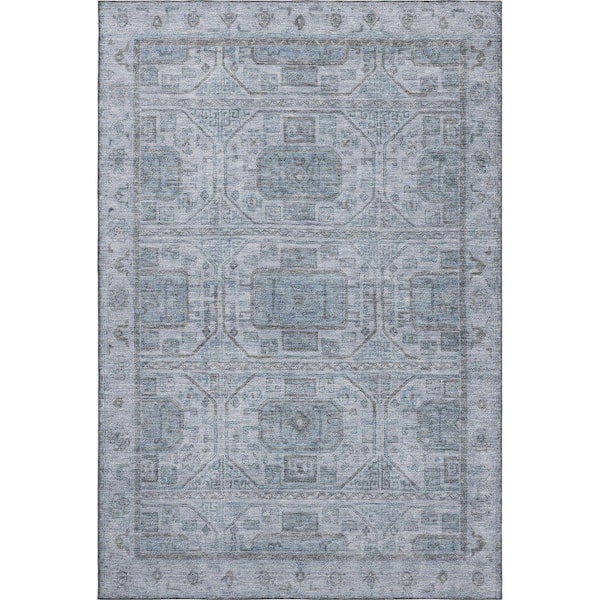 Mayfield Premium Machine Washable Abstract AMF1919 Blue 3 ft. x 4 ft. Area Rug