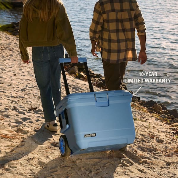Coleman Pro 55 qt. Premium Wheeled Hard Cooler, Blue Sky 2214140