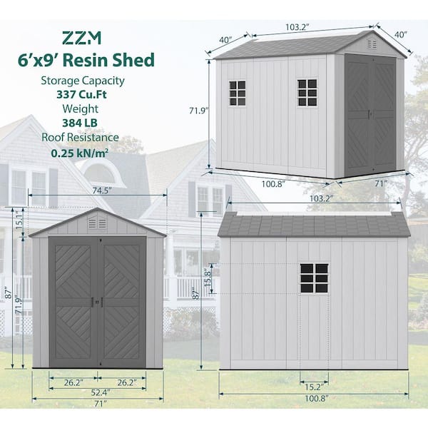 Yardgrace 50 sq 6x9 ft. Outdoor Resin Storage Shed, Weatherproof