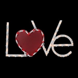 9 in. H x 17 in. L Lighted Love with Heart Valentine's Day Window Silhouette