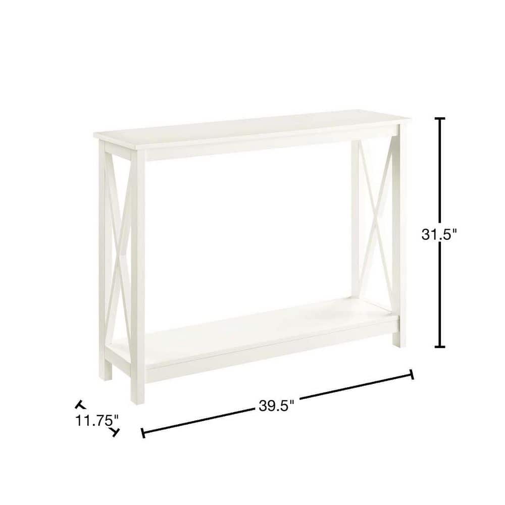Ivory Coastal Farmhouse Console Table with Open Shelving