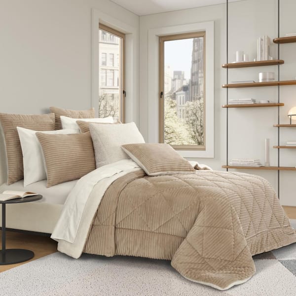 Unbranded Emmett Beige Polyester Full/Queen 3Pc. Comforter Set