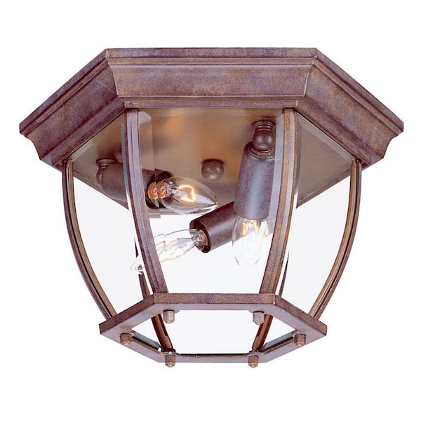 Acclaim Lighting Flushmount Collection Ceiling-Mount 3-Light Burled Walnut Outdoor Light Fixture