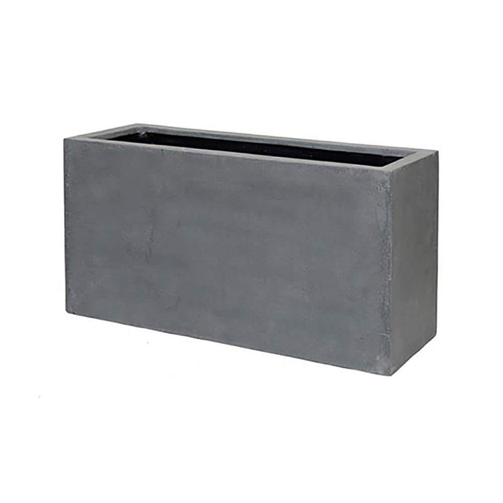 Vasesource 16 in. x 20 in. Matte Gray Fiberstone Rectangular Planter