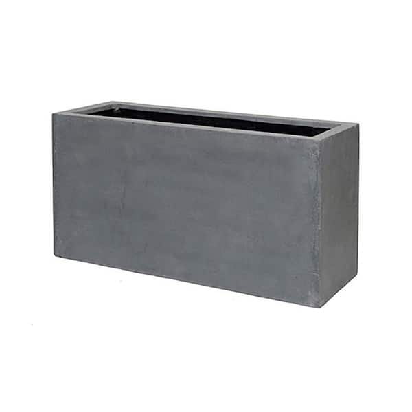Vasesource 12 in. x 16 in. x 31 in. Matte Gray Large Rectangular Planter/Pot E1066-S1-03 - The Home Depot