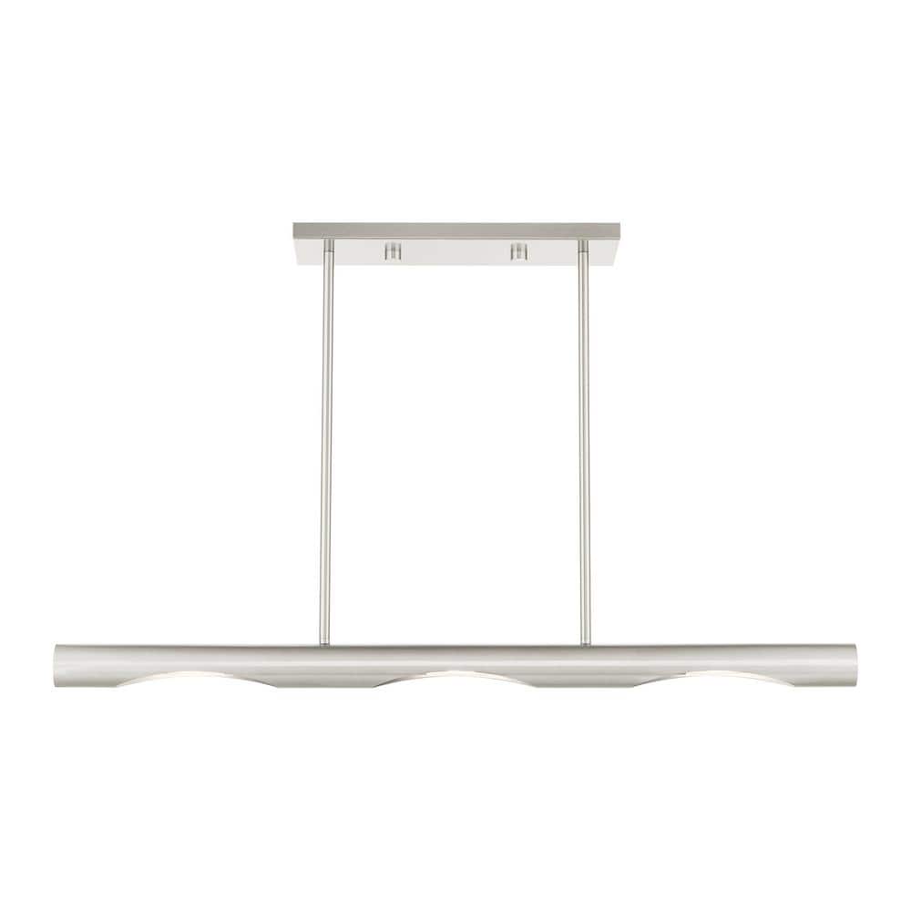 Acra Brushed Nickel 3-Light Linear Chandelier