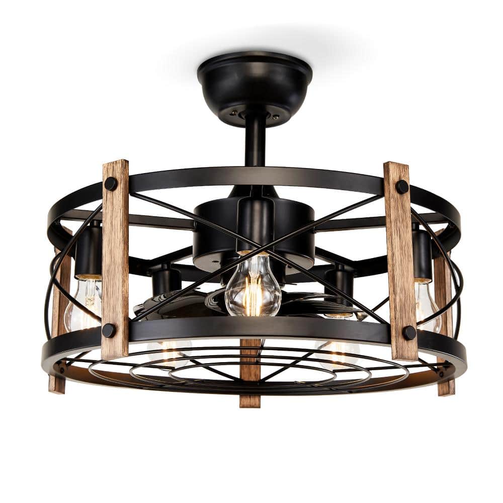 20 in.Black Farmhouse Cage Fandelier Quiet Motor Ceiling Fan With Remote Integrated Light For Bedroom Dining Room price history on PriceWatchPro