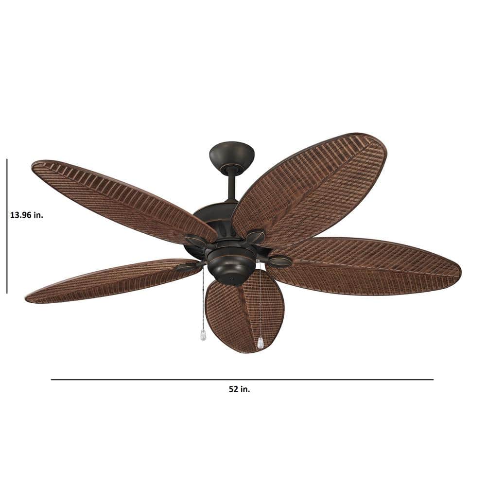 Ren 52" Roman Bronze Outdoor Ceiling Fan with American Walnut Blades