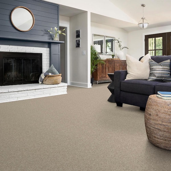 Alpine - Grace - Beige 15 ft. 17.3 oz. Polyester Texture Carpet - Installation Required