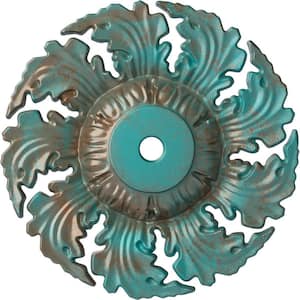 2-1/4 in. x 14-5/8 in. x 14-5/8 in. Polyurethane Needham Ceiling Medallion, Copper Green Patina