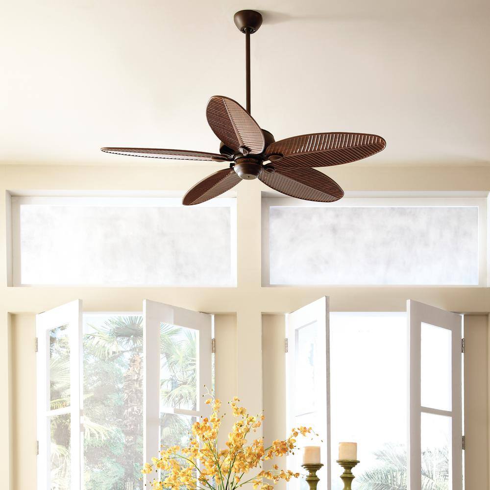 Ren 52" Roman Bronze Outdoor Ceiling Fan with American Walnut Blades