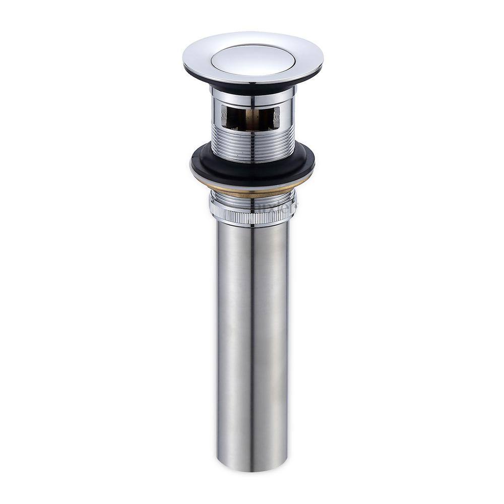 Chrome Bathroom Sink Push Pop-Up Drain Stopper with Overflow