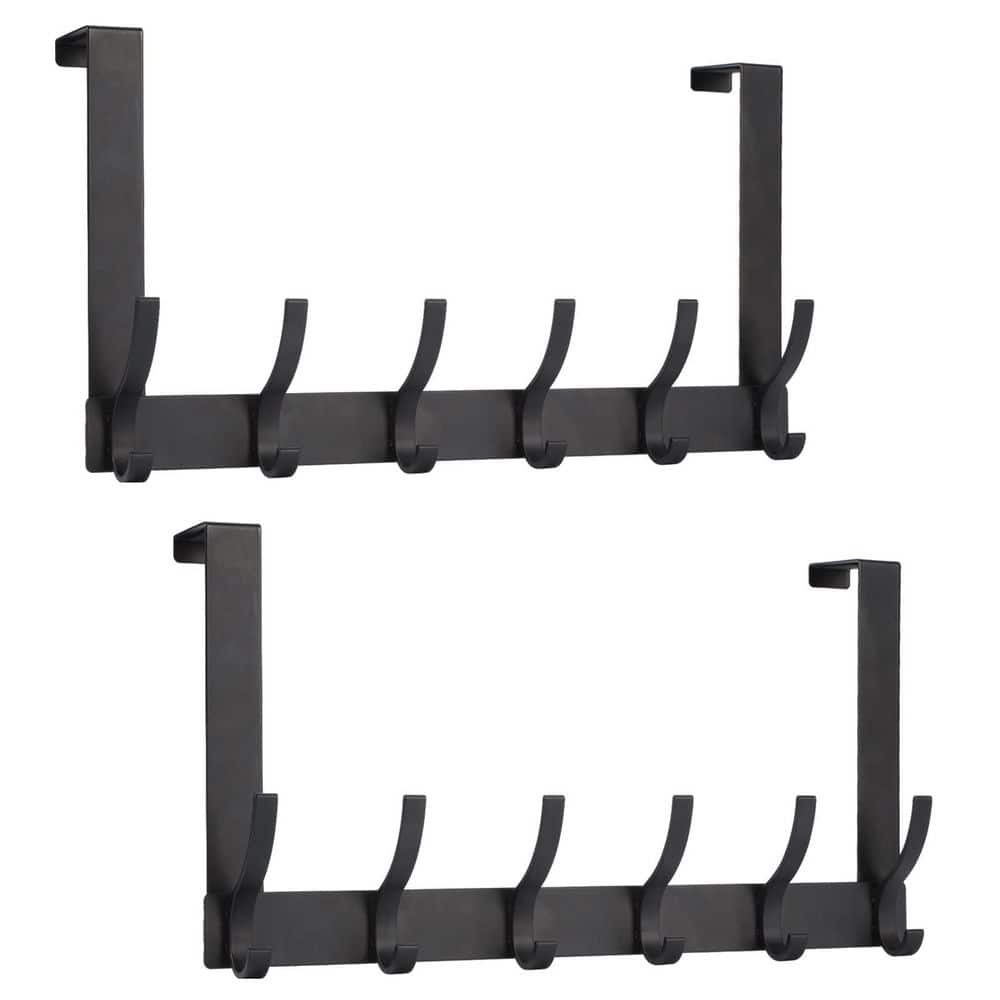 Over the Door Towel Racks with 6-Coat Hooks for Bathroom Hanging, Black (2-Pack) price history on PriceWatchPro