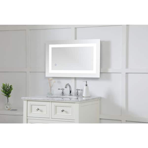 Timeless Home 36 in. H x 60 in. W Single Contemporary Rectangular Aluminum Lighted LED Mirror in Silver(Color Changing) Timeless Home 36 in. H x 60 in. W Single Contemporary Rectangular Aluminum Lighted LED Mirror in Silver(Color Changing)