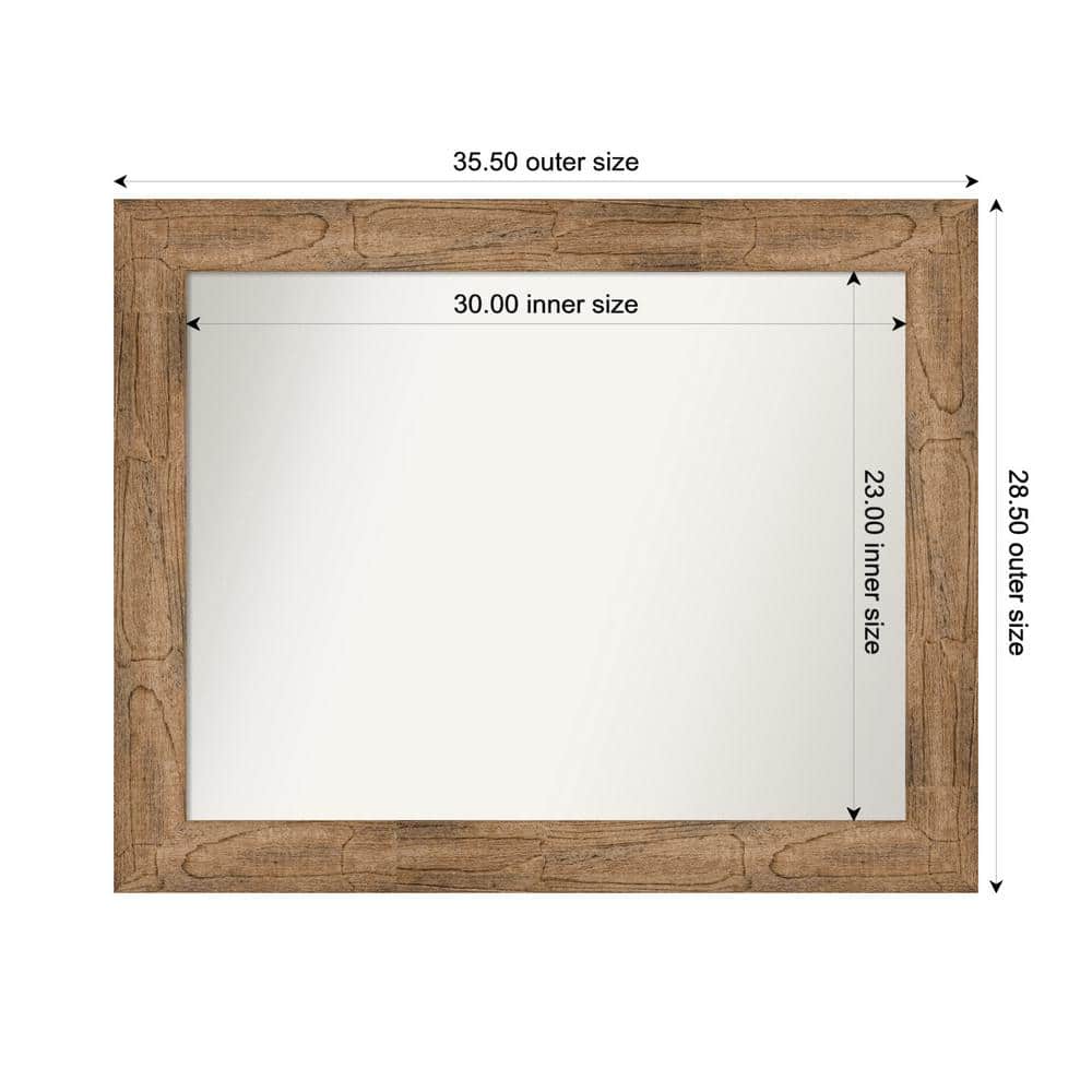 Owl Brown 35.5 in. W. x 28.5 in. Custom Non-Beveled Wood Framed Bathroom Vanity Wall Mirror price history on PriceWatchPro