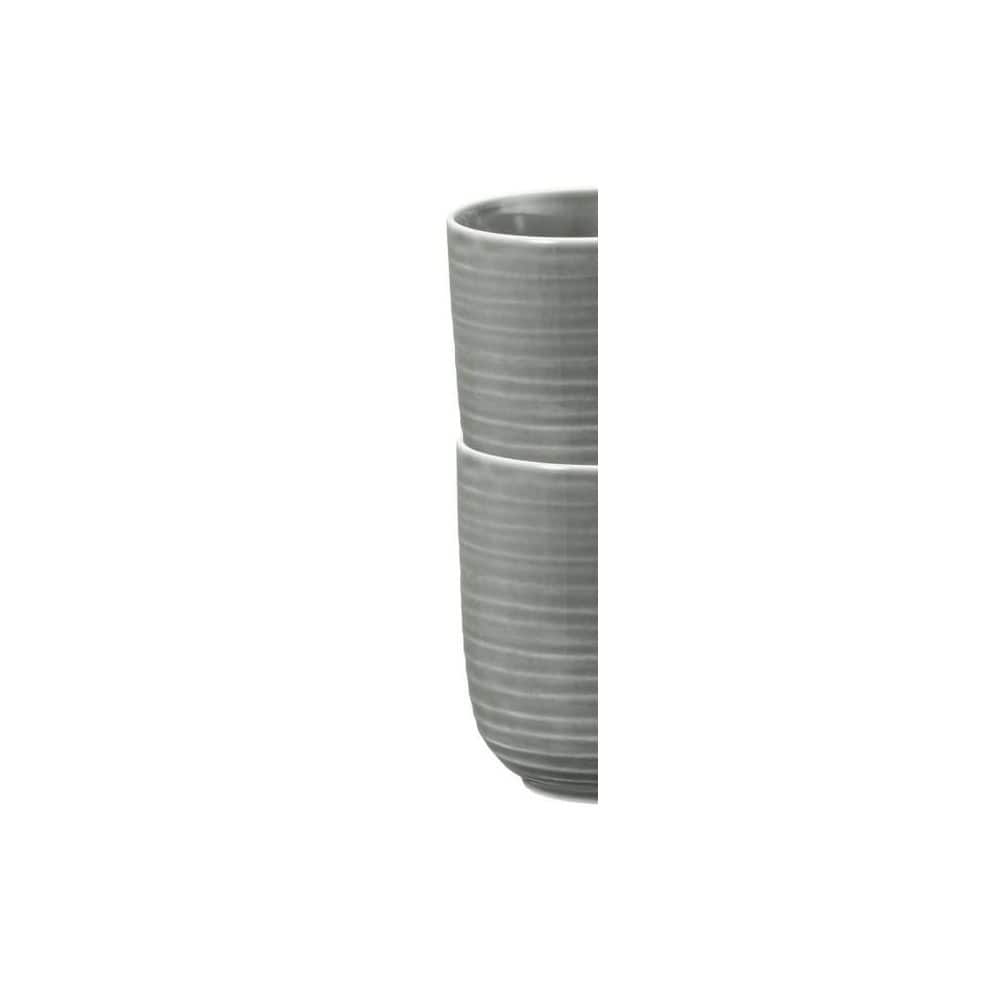 Gray Ceramic Round Beverage Mugs Set of 4