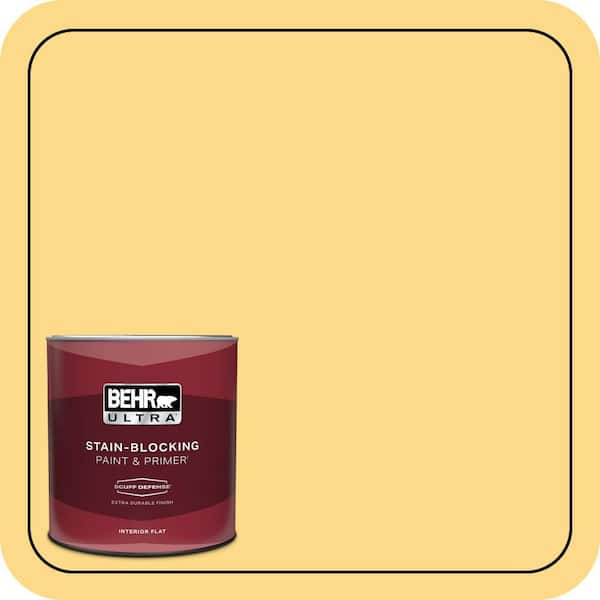 BEHR ULTRA 1 qt. #P280-4 Surfboard Yellow Extra Durable Flat Interior Paint & Primer