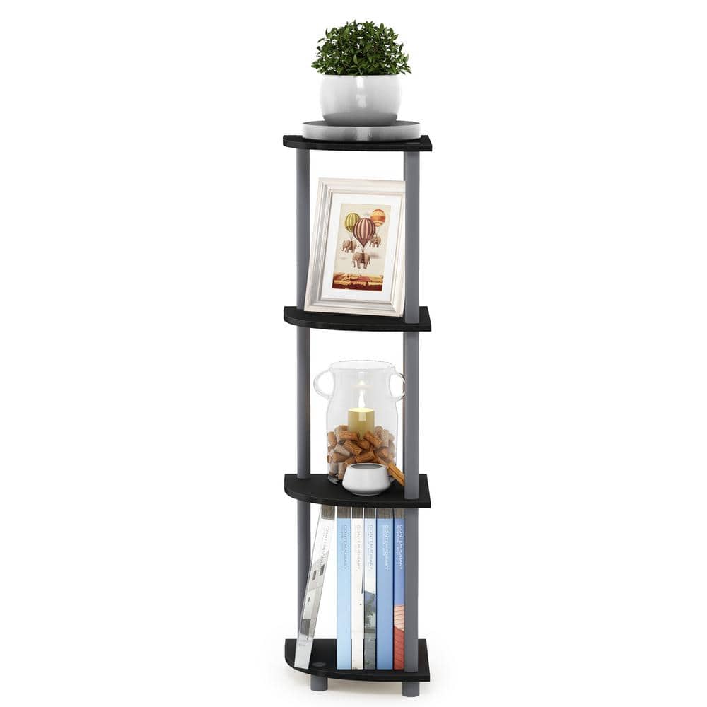 Black and Gray 4-Tier Corner Display Rack