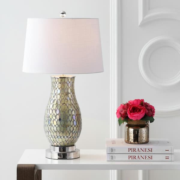 JONATHAN Y Douglas 28 in. Green Mosaic LED Table Lamp