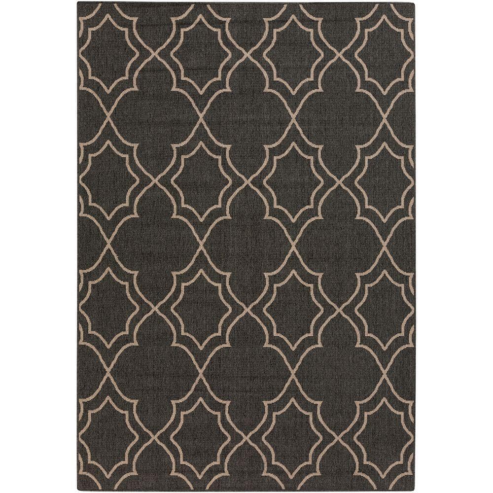 Handmade Trellis Black Viscose 5' x 7' Stain-Resistant Rug
