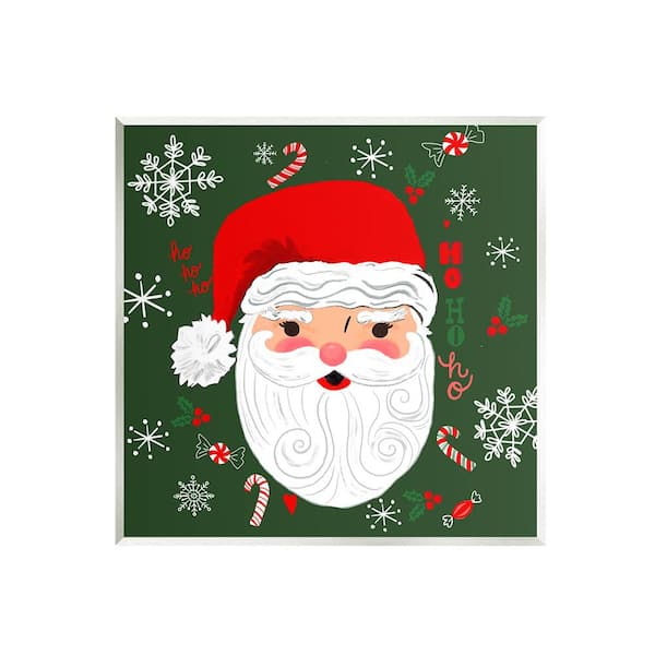 Stupell Industries Jolly Santa on Green by Sharon Lee 1-Piece Unframed Graphic Print People Poster Art Print 12 in. x 12 in.