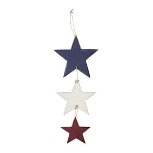 Patriotic Red White and Blue 4th of July Triple Hanging Stars Wall Decor