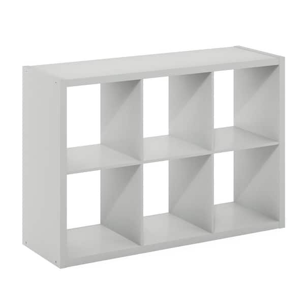 Furinno Cubicle 43.7 in. Tall Light Gray Wood 6 Shelf Open Back ...