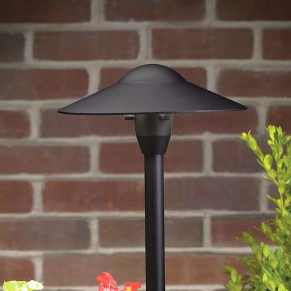 Low Voltage 8 in. Textured Black Hardwired Weather Resistant Dome Path Light with No Bulbs Included
