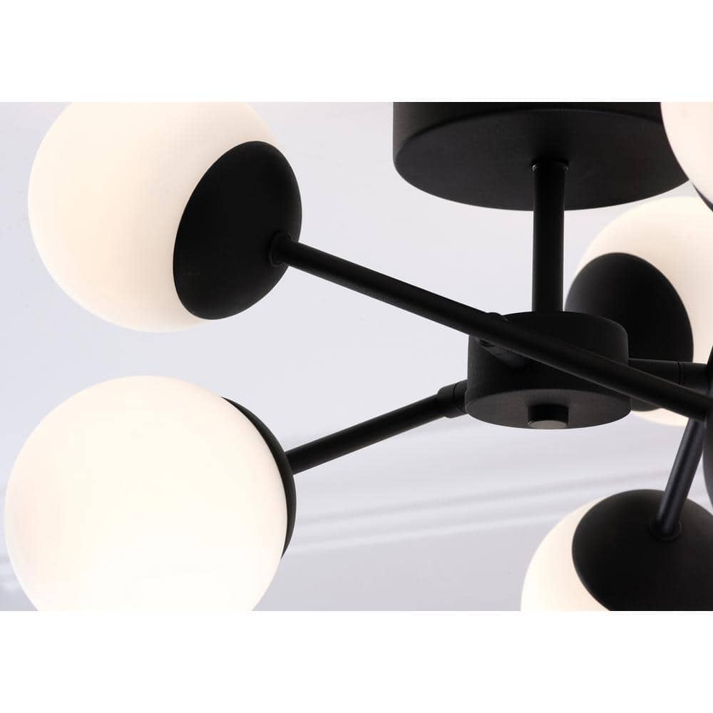 Pearl 16'' Black Glass LED Semi-Flush Mount Light