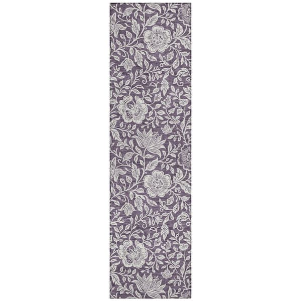 Chantille Machine Washable Indoor/Outdoor Abstract ACN2572 Plum 2 ft. x 7 ft. Runner Rug