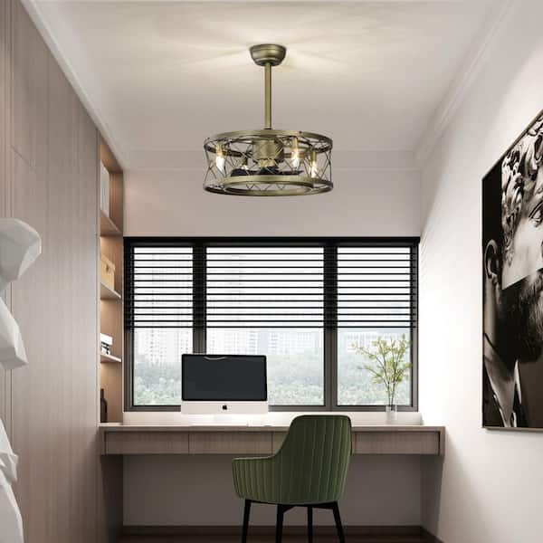 FIRHOT 20 in. Indoor Brass Low Noise Caged Ceiling Fan