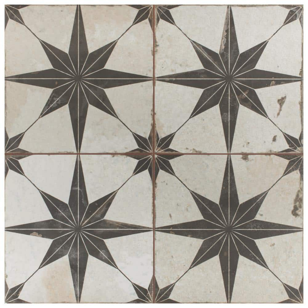 Merola Tile Kings Star Nero 17 5 8 in. x 17 5 8 in. Ceramic Floor