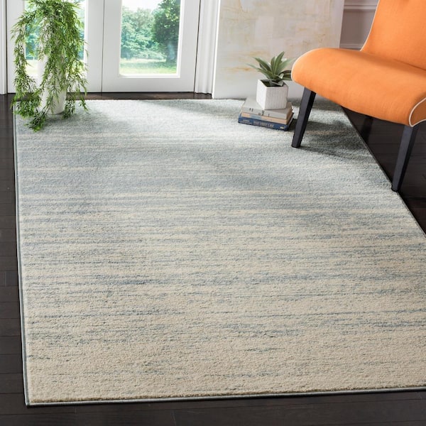 Adirondack 4 ft. x 6 ft. Slate/Cream Solid Color Striped Area Rug