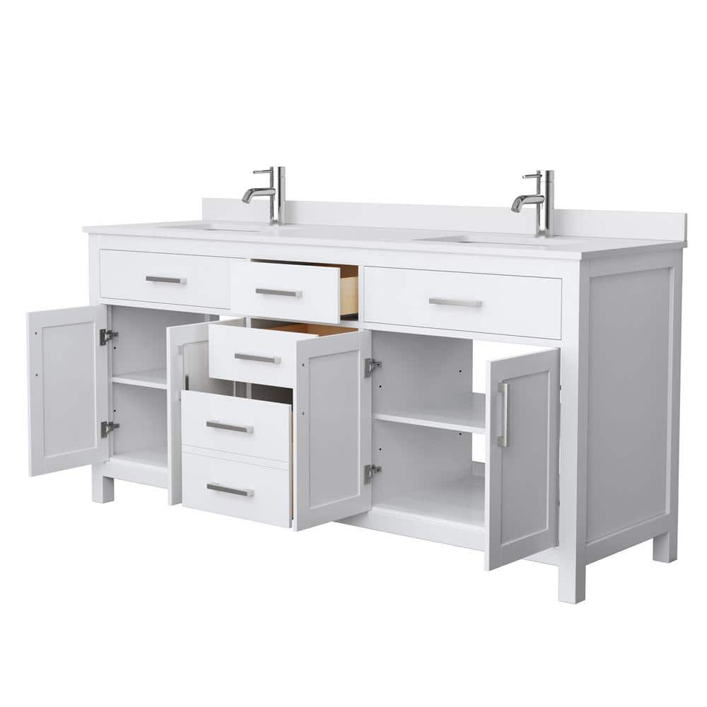 Beckett Classic 72" White Cultured Marble Double Bathroom Vanity